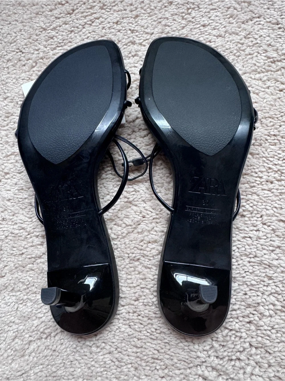 ZARA Black Metallic Detail Sandals - Picture 3 of 5